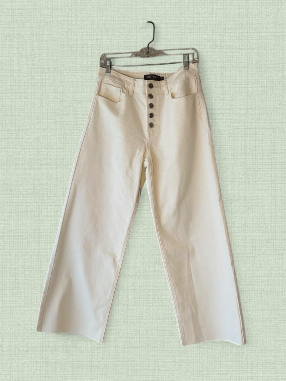 Just USA Wide Leg White Denim Jeans with Button Fly in Size 28/6